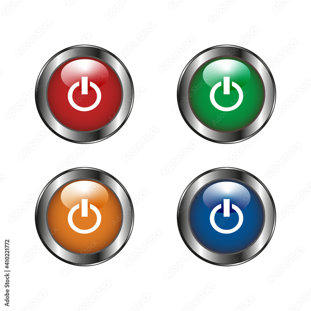 An illustration of switch ON OFF buttons on a white background. Colourful buttons. An illustration of switch ON OFF buttons on a white background. Colourful buttons.