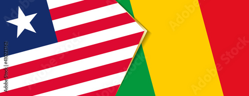 Liberia and Mali flags, two vector flags.