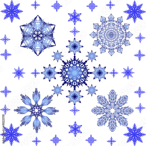 blue snowflakes designed background