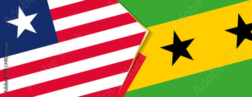 Liberia and Sao Tome and Principe flags, two vector flags.