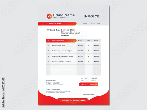 Invoice minimal design template. Bill form business invoice accounting