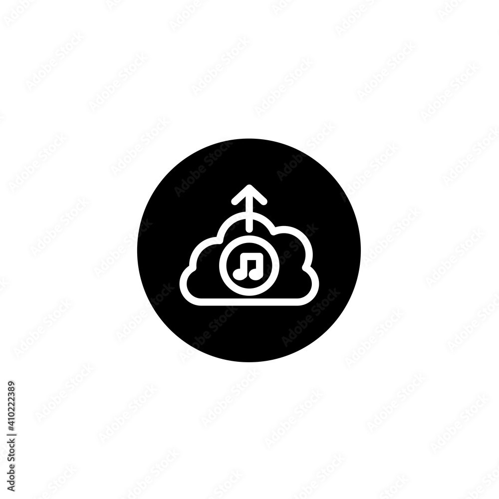 Music upload icon in black round style. Vector icon pixel perfect Music upload icon in black round style. Vector icon pixel perfect