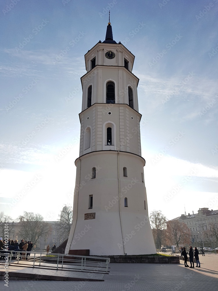 Old bell tower in the center of Cathedral Square in the Lithuanian capital Vilnius November 17, 2018