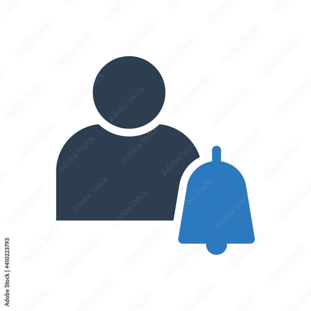notification bell with User icon sign symbol notification bell with User icon sign symbol