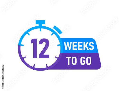 12 Weeks to go labels on white background