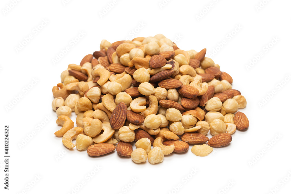 Mix of nuts isolated on white background. Top view. Mix of nuts isolated on white background. Top view.