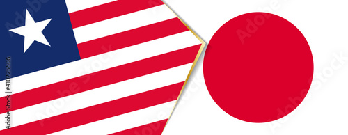 Liberia and Japan flags, two vector flags.