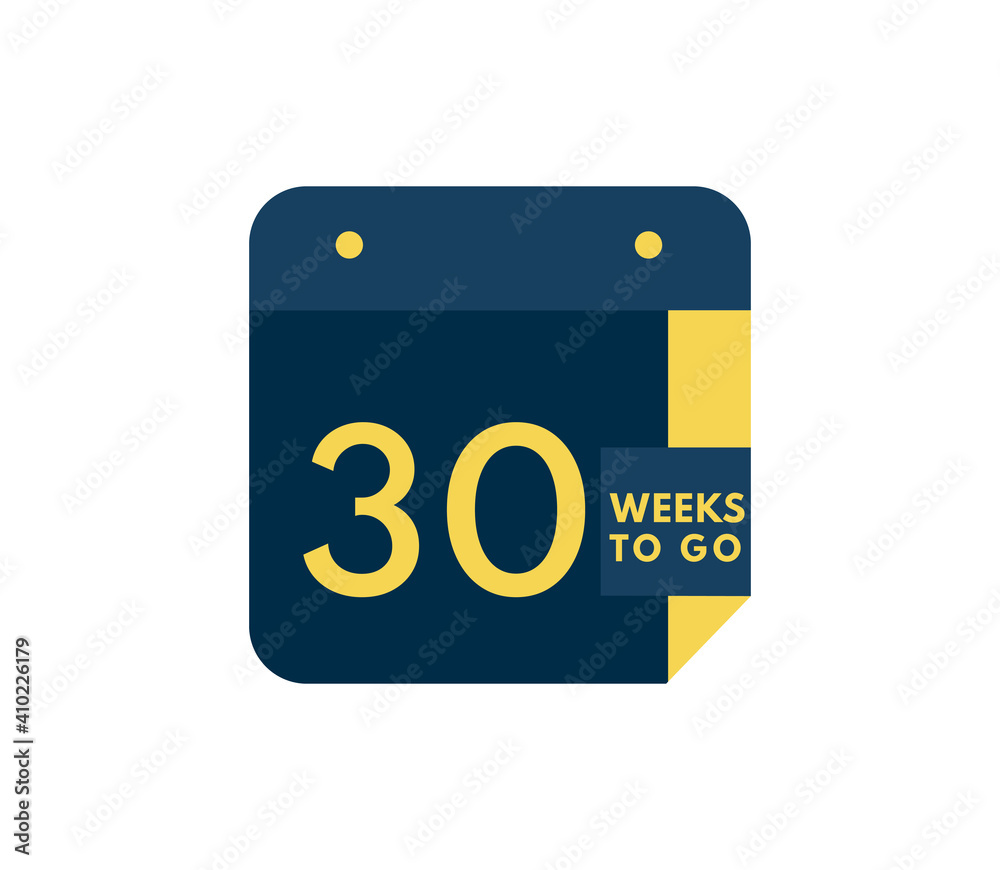 31 Weeks to go calendar icon on white background 31 Weeks to go calendar icon on white background