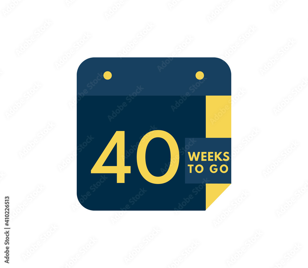 40 Weeks to go calendar icon on white background 40 Weeks to go calendar icon on white background