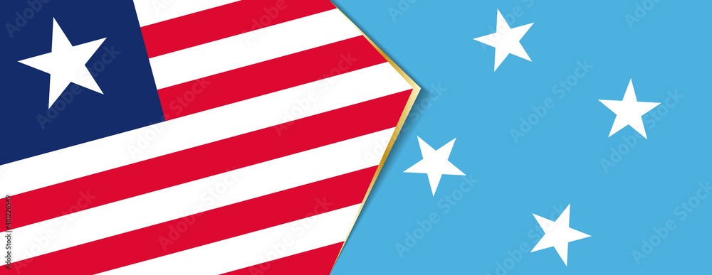 Liberia and Micronesia flags, two vector flags. Liberia and Micronesia flags, two vector flags.