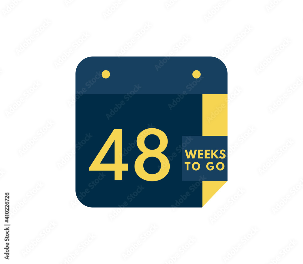 48 Weeks to go calendar icon on white background 48 Weeks to go calendar icon on white background