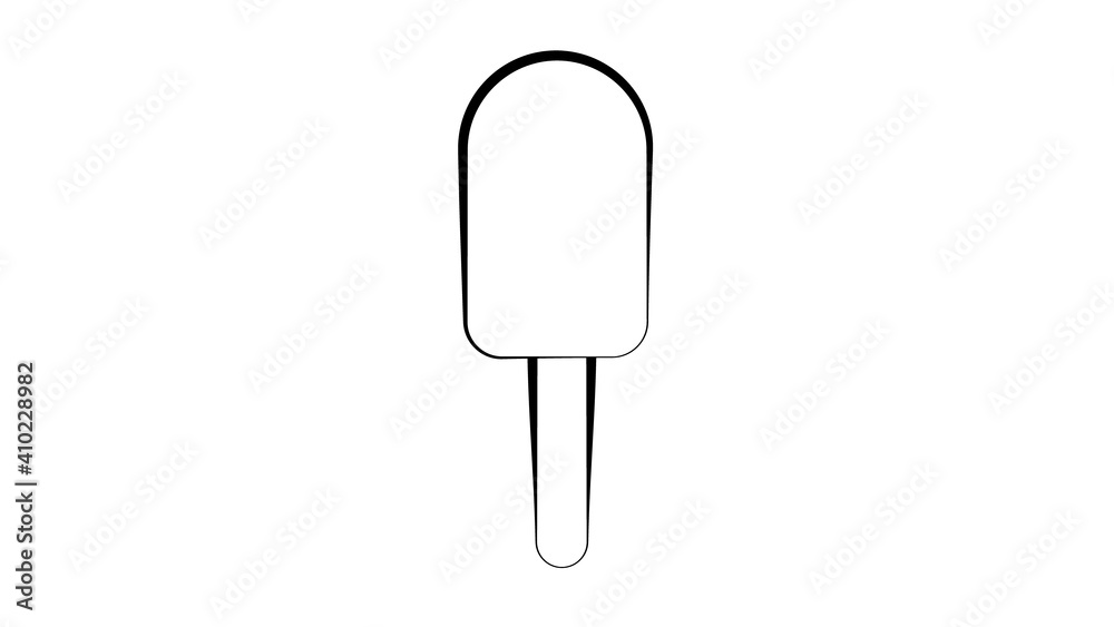 ice cream sweet, milk, popsicle on a stick on a white background, illustration. popsicle is drawn in pencil drawing style. black and white picture ice cream sweet, milk, popsicle on a stick on a white background, illustration. popsicle is drawn in pencil drawing style. black and white picture