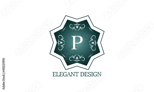 Luxury logo template with the letter P. Graceful monogram for business, restaurant, royalty, boutique, cafe, hotel, heraldry, jewelry, fashion and others