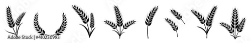 wheat ears icon set, bakery vector illustration