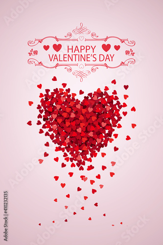 Valentine's day 3d illustration with hearts on isolated background