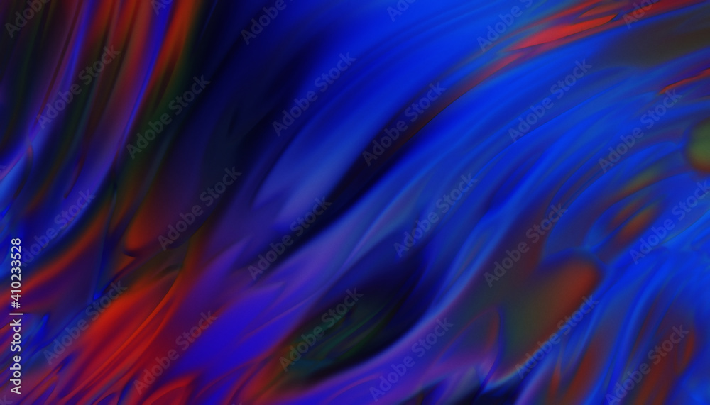 Fluid abstract background with colorful gradient. 2D illustration of modern movement.