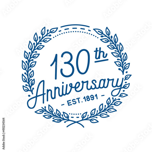 130 years anniversary logo collection. 130th years anniversary celebration hand drawn logotype. Vector and illustration.