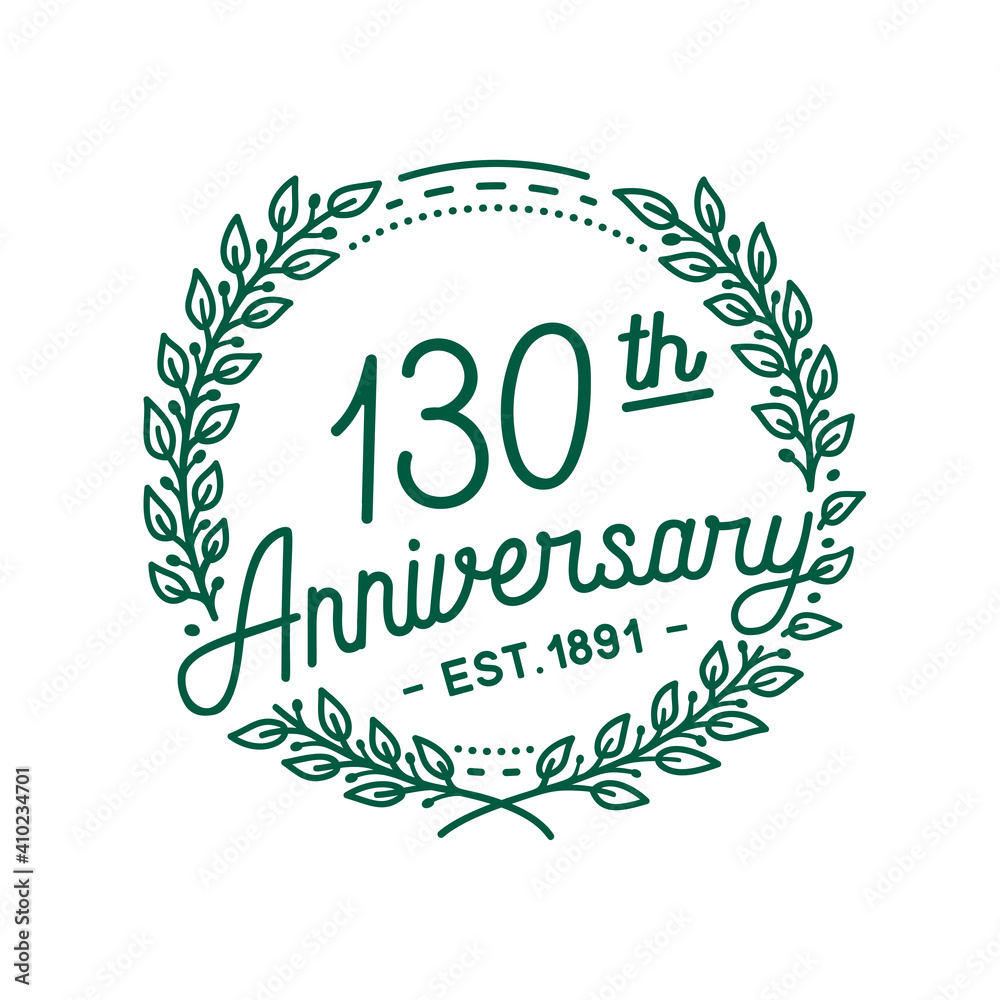 Obraz premium 130 years anniversary logo collection. 130th years anniversary celebration hand drawn logotype. Vector and illustration.
