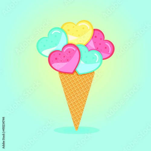 Valentine-ice cream in a waffle cone
