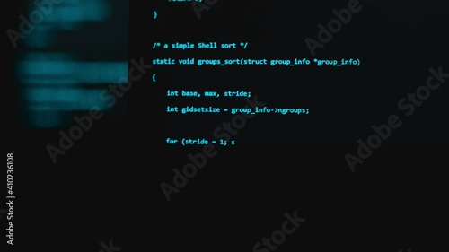 Wallpaper Mural Modern tech. Program development and blockchain concept. Developer working on program codes in office. Shallow depth of field bokeh, selective focus effect. Hacking or protection data Torontodigital.ca