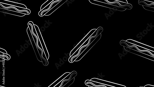 Принти на полотні hotdog us black background, illustration, pattern