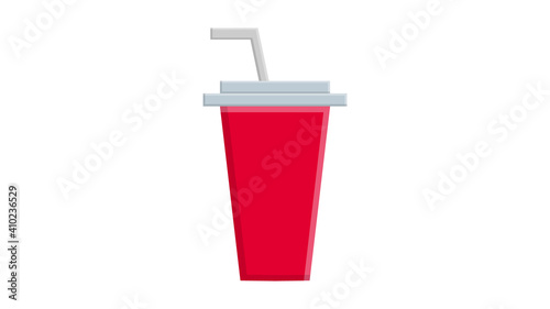 Glass of soda with straw. illustration cartoon flat icon isolated on white