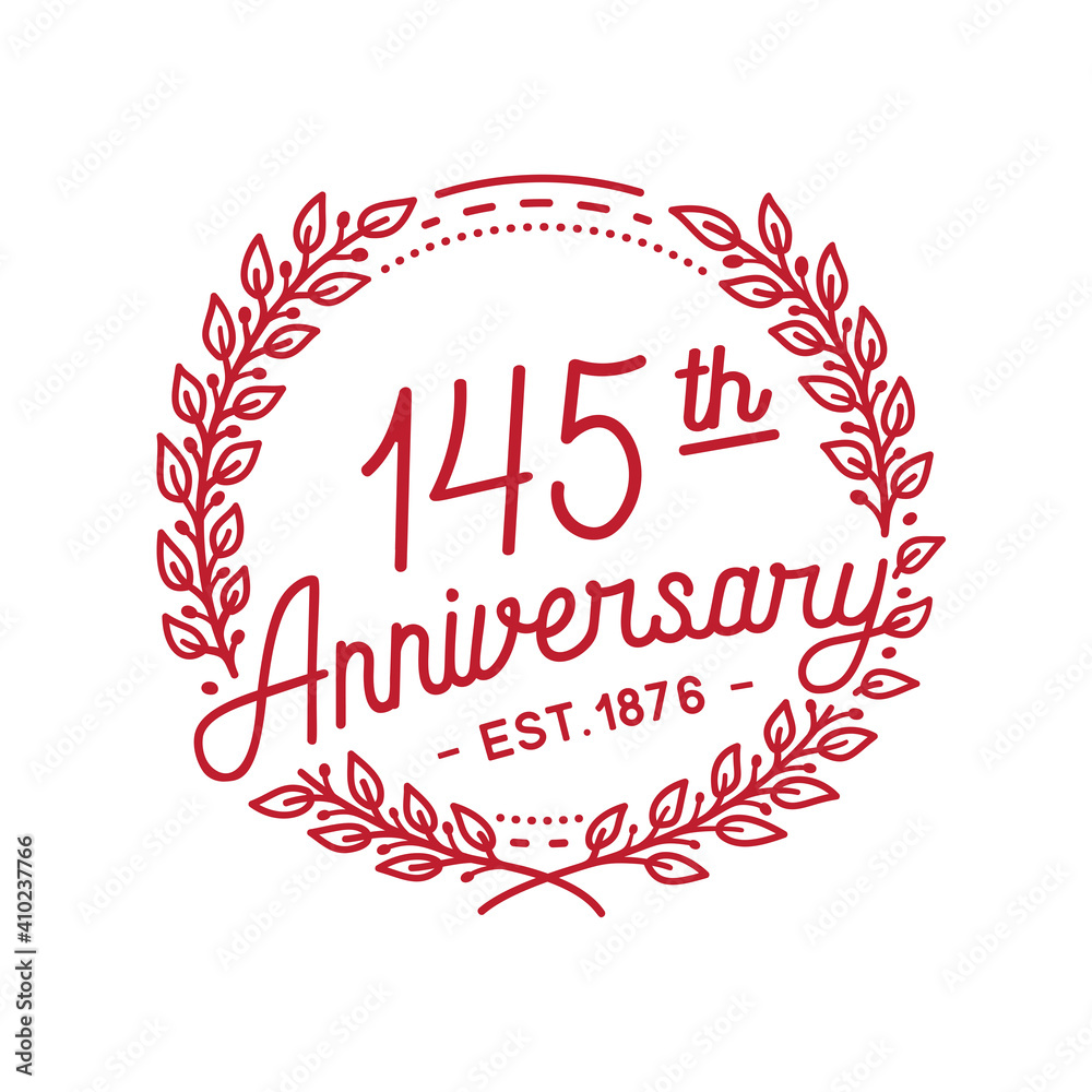 145 years anniversary logo collection. 145th years anniversary celebration hand drawn logotype. Vector and illustration. 145 years anniversary logo collection. 145th years anniversary celebration hand drawn logotype. Vector and illustration.