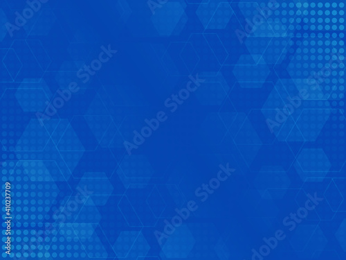 Abstract technological or medical pattern, background with dots and hexagons, blue backdrop with figures