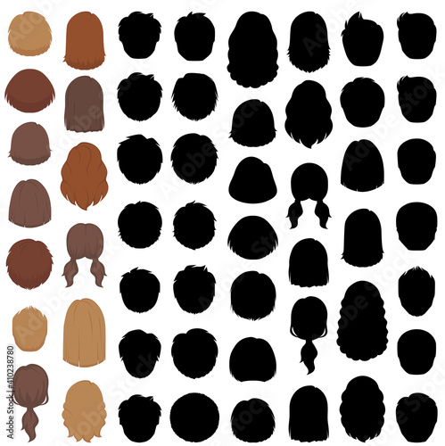 woman and man hair, vector hairstyle silhouette