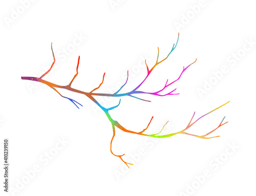 A multi-colored bare tree branch. Vector illustration