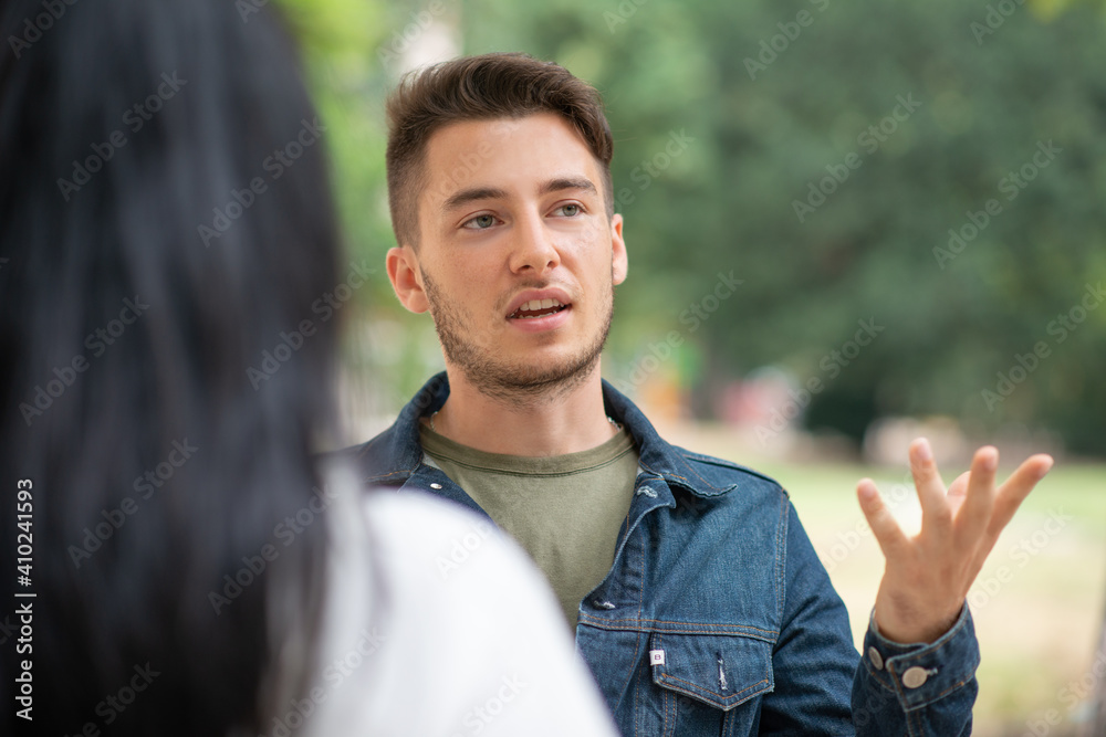 Man talking to a woman Man talking to a woman