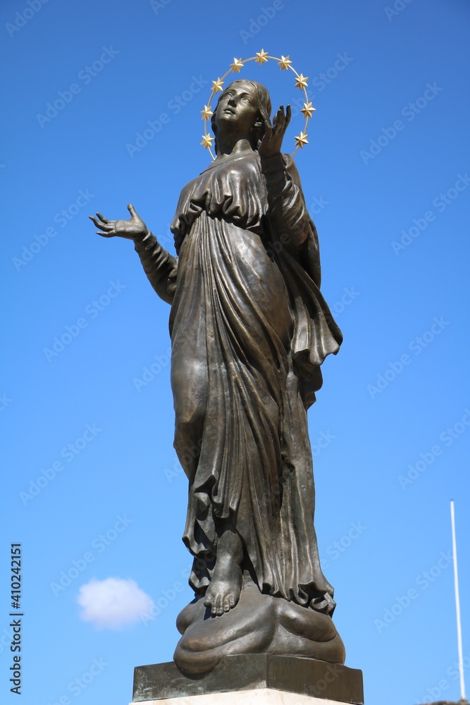 Statue at Rotunda of Mosta in Mosta on the island of Malta