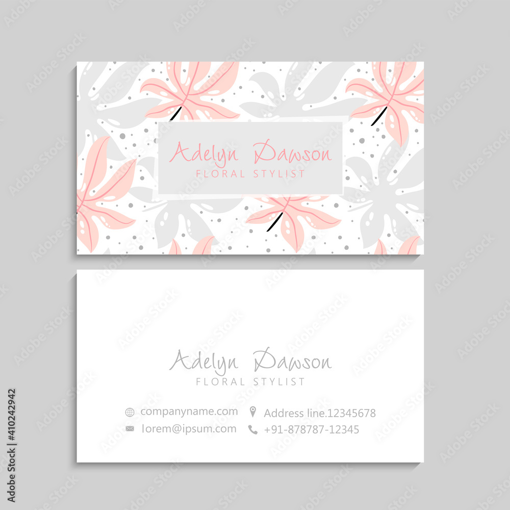 Naklejka premium Vintage business and visiting card with floral pattern. Vector illustration