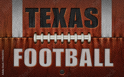 Texas Football Text on a Flattened Football