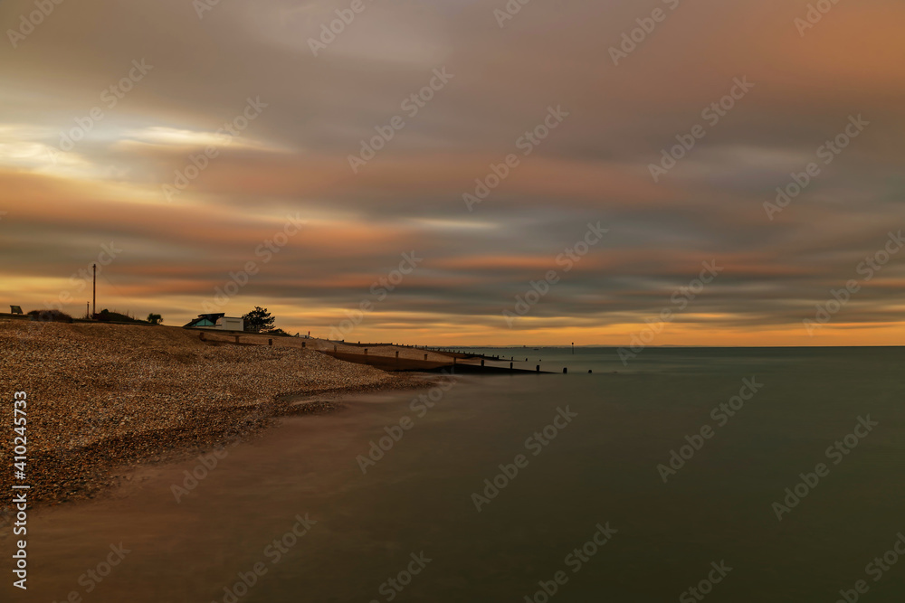 Selsey Beach at Sunset, West Sussex, UK