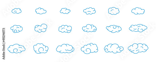 Vector line icon set with simple doodle cloud.