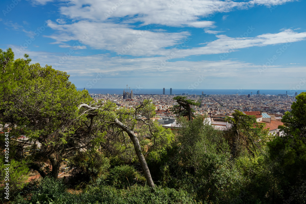 Spain, Barcelona - panoramic view of city 