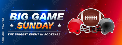 American football super championship - Sunday football big game banner template - blue and red shining stadium lights vector background
