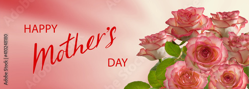 Happy mother's day greeting card. Congratulatory flowers.