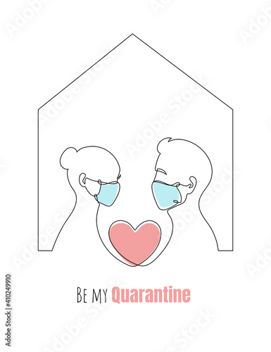 New normal Valentines Day one line continuous drawing
