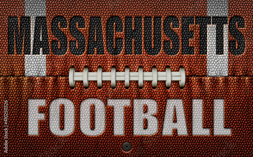 Masssachusetts Football Text on a Flattened Football photo