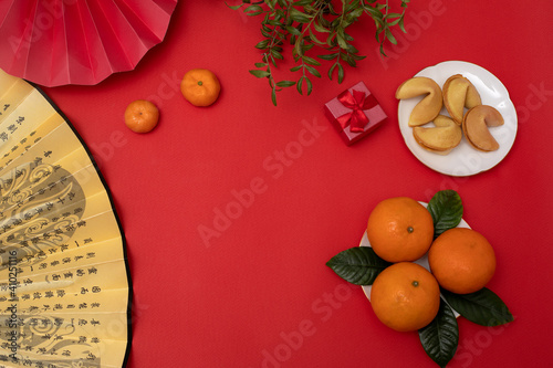 Canvas Print Chinese new year flat lay