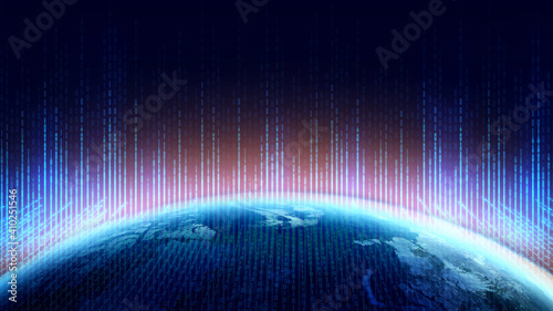 Digital cyberspace and Digital data network connections concept. Communication technology for internet business. Binary code. Elements of this image furnished by NASA