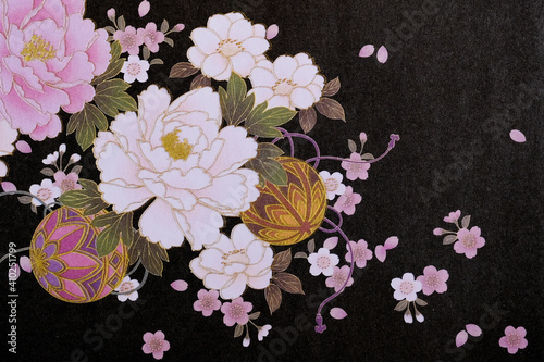 Fotografie 花柄の和紙