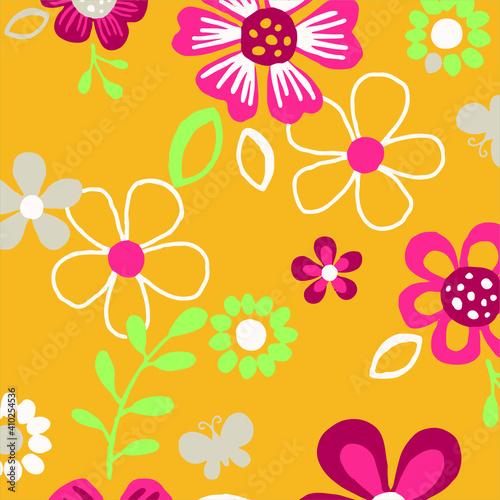 Floral seamless pattern. Hand drawn. For textile  wallpapers  print  wrapping paper. Vector stock illustration.