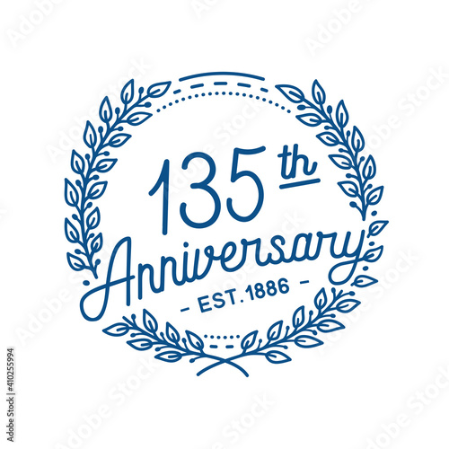 135 years anniversary logo collection. 135th years anniversary celebration hand drawn logotype. Vector and illustration.