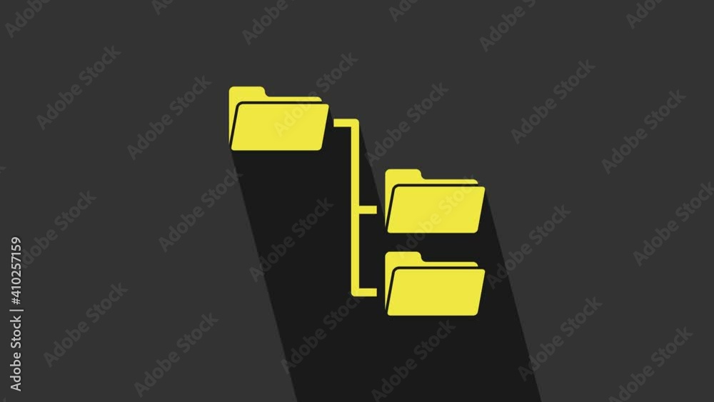 Yellow Folder tree icon isolated on grey background. Computer network file folder organization structure flowchart. 4K Video motion graphic animation Yellow Folder tree icon isolated on grey background. Computer network file folder organization structure flowchart. 4K Video motion graphic animation