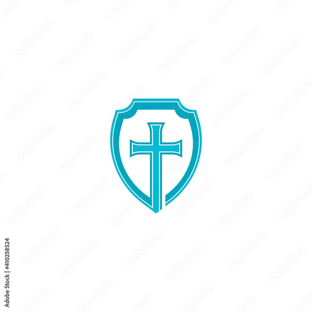 cross with shield logo vector icon illustration