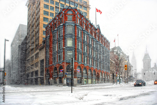 Downtown Ottawa during a blizzard photo