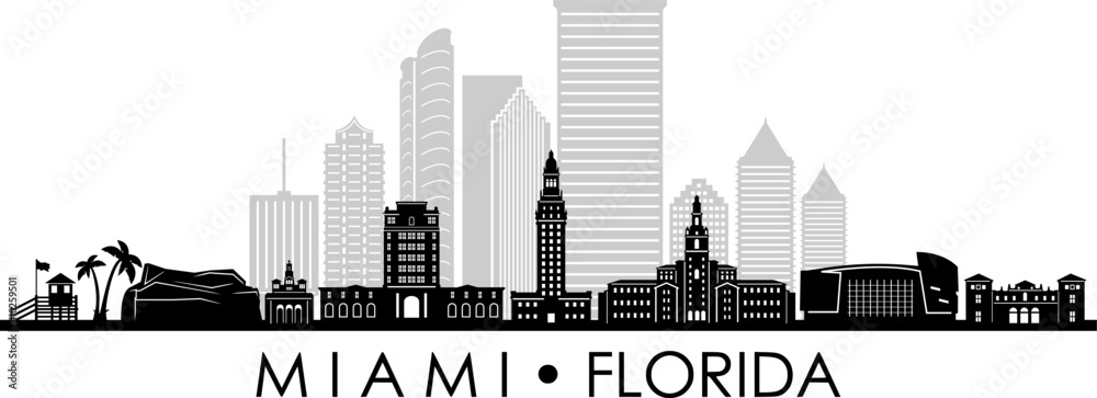 Obraz premium MIAMI Florida SKYLINE City Silhouette 